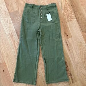 Olive Green High-Waisted Women's Trousers
